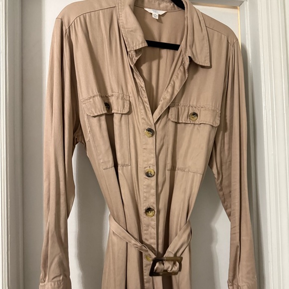 Time & Tru Beige Utility Shirt Dress - Picture 4 of 7